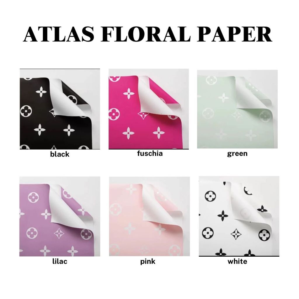 

[20 LEMBAR] Flower Wrapping Paper Bi Color Motif LV Cellophane Waterproof Kertas Buket Florist