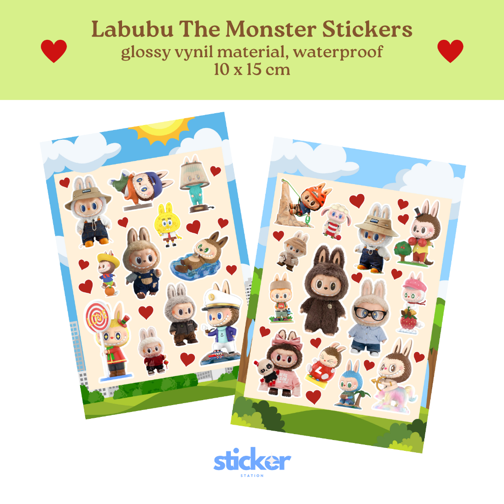 

Sticker Labubu The Monster Dekorasi Laptop Journaling Buku Koper Handphone Vinyl Waterproof