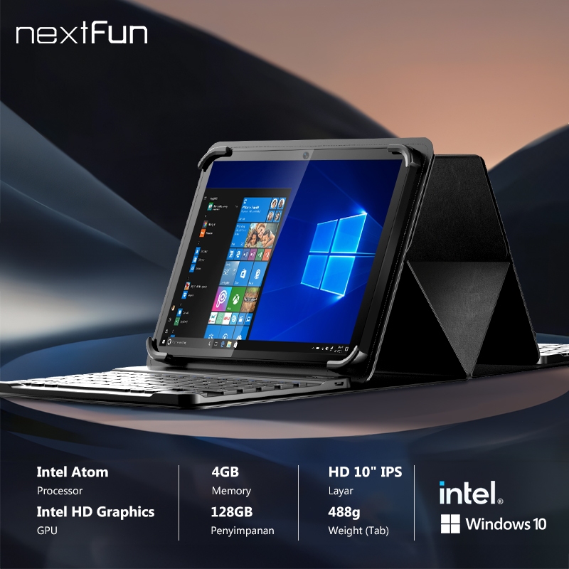 NEXTFUN 10" TABLET WINDOWS RAM 4GB ROM 128GB 2IN1 LAPTOP TOUCH SCREEN INTEL QUAD CORE PROCESSOR