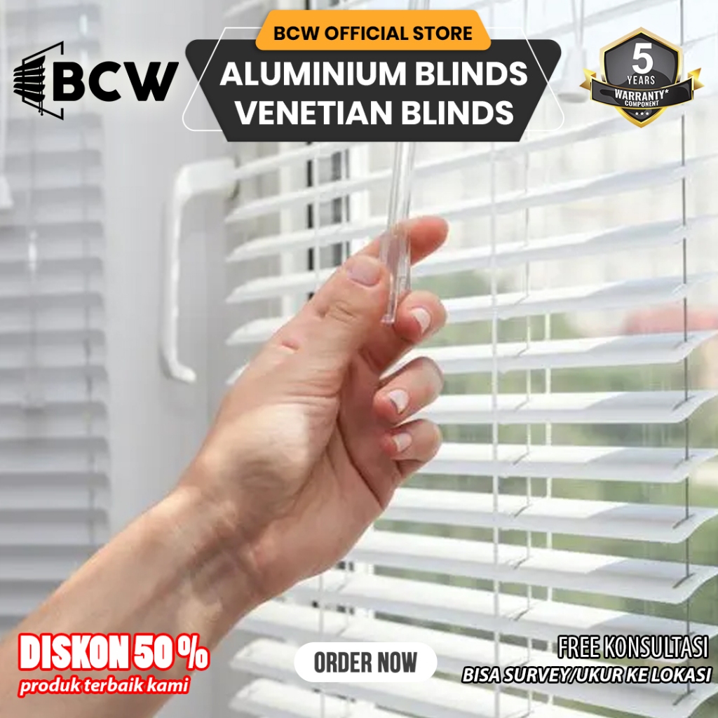 TERBARU BCW - Alumunium Venetian Blinds - Custom Ukuran - Venetian Blind - Horizontal Blind / Kerai