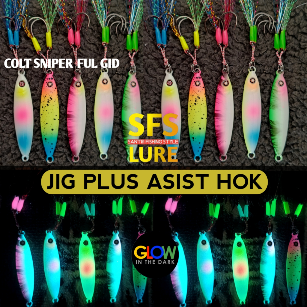 METAL JIG FUL GID 30GRAM siang malam lengkap kail metal jig 30gram jig 20gram micro jig plus asist h