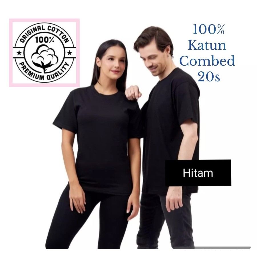 Kaos Polos Lengan Pendek warna Hitam 100% Katun Combed 20s / Kaos Polos Hitam Premium / Kaos Polos K