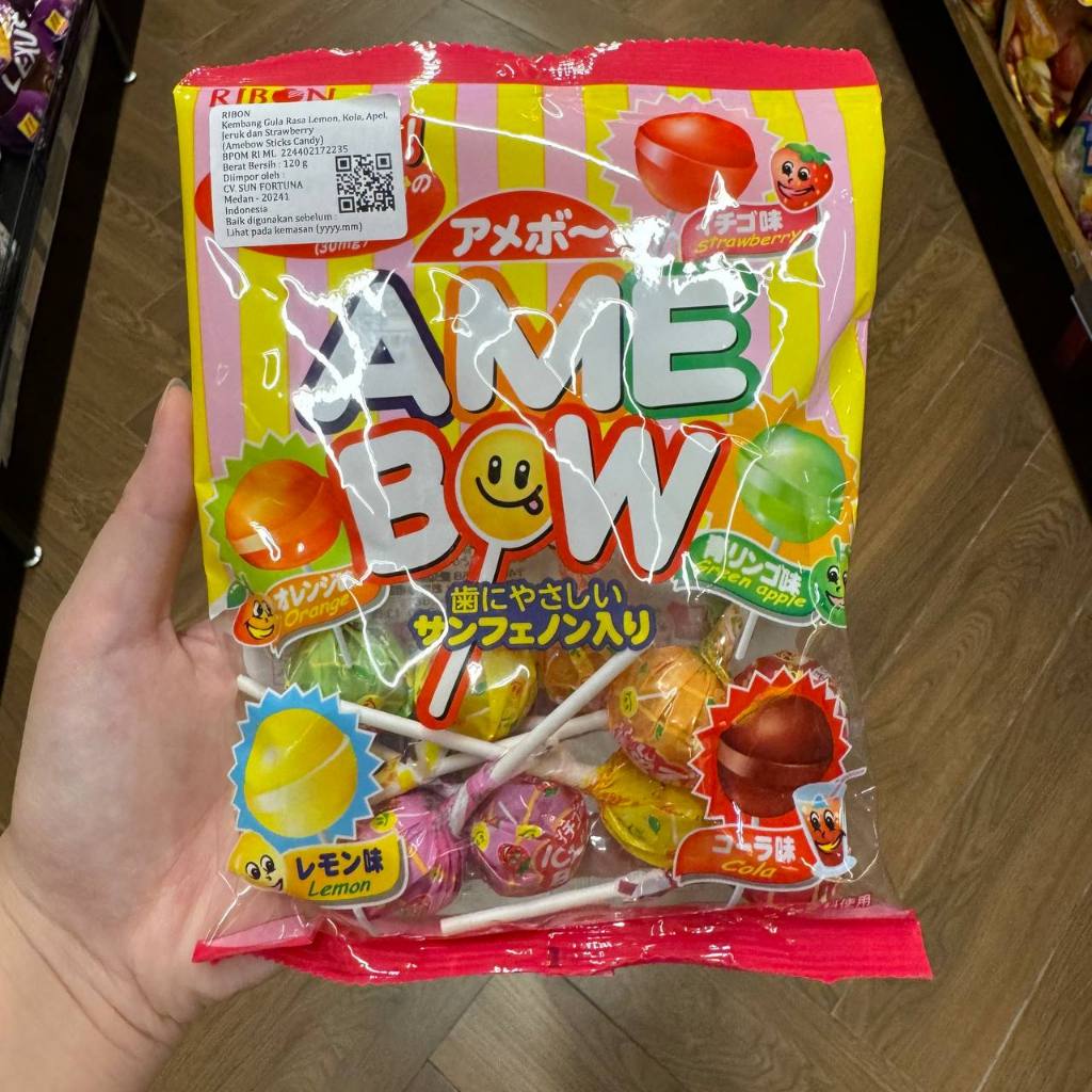 

Ribon Amebow Sticks Candy Kembang Gula Rasa Lemon, Cola, Apel, Jeruk, Strawberry