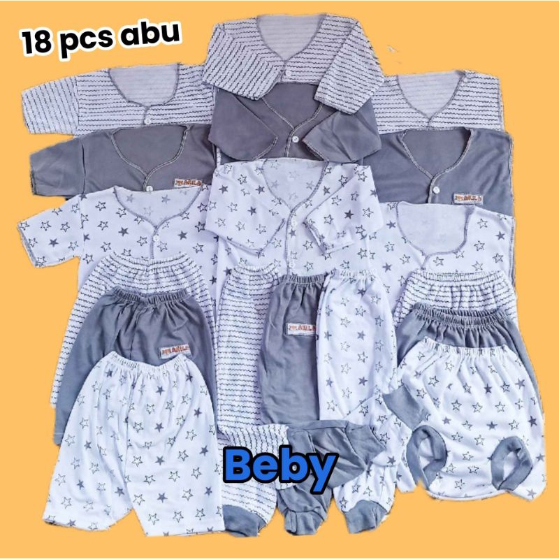 18 pcs set baju bayi seri hijau sage perlengkapan bayi