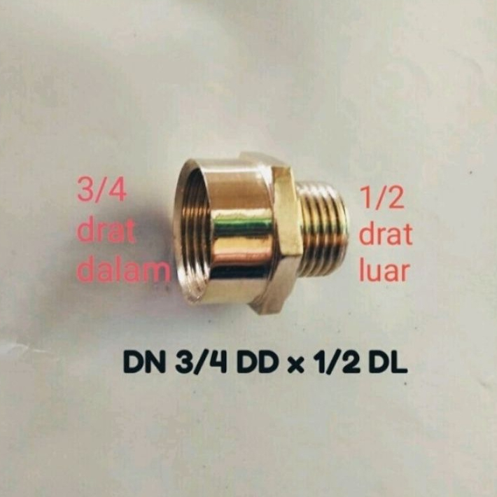 Dobel Sok Drat 3/4 Drat Dalam x 1/2 Drat Luar