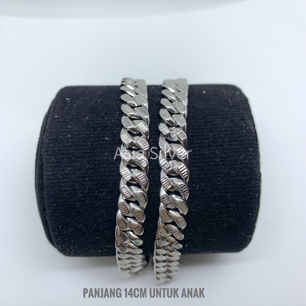 Gelang Tangan Sisik Naga Anak Dewasa Perak Asli Silver 925 Lapis Rhodium Emas Putih - PERHIASAN PERA
