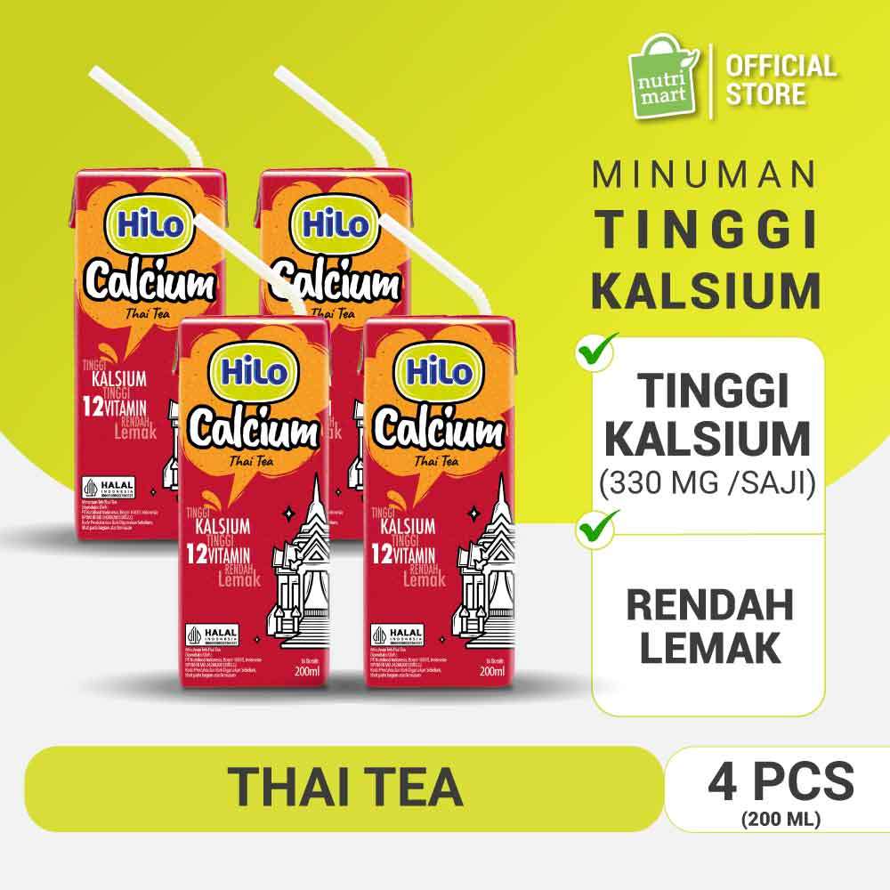 

4 Pack - HiLo UHT Thai Tea Ready To Drink 200 ml RTD - Minuman Sumber Kalsium Rendah Lemak