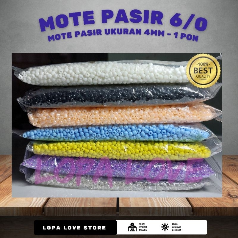 (450 gram) Mote pasir 6/0 - Mote pasir 4mm - Manik pasir - 1 pon