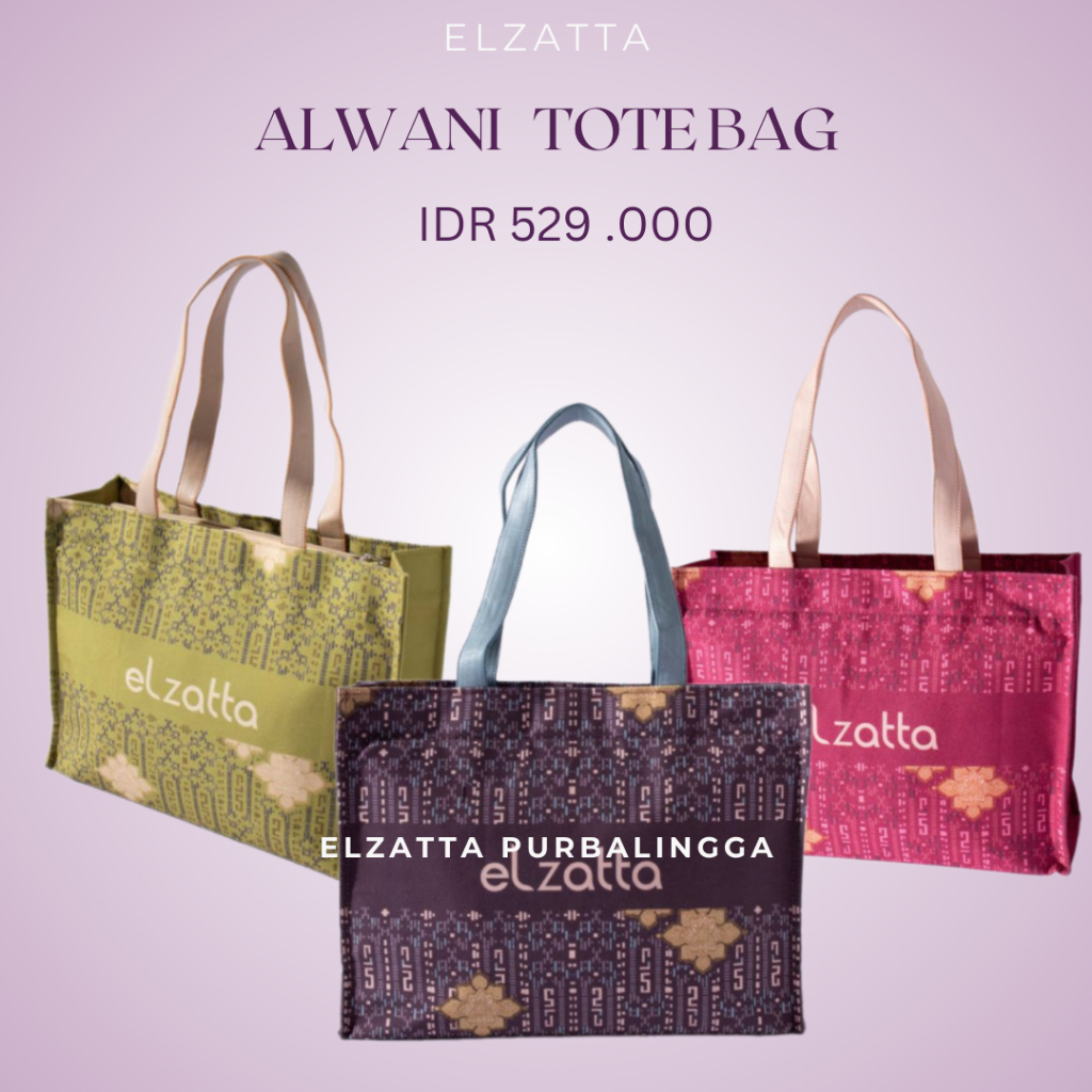 Elzatta Tote bag alwani tas alwani bahan kanvas premium detail resleting