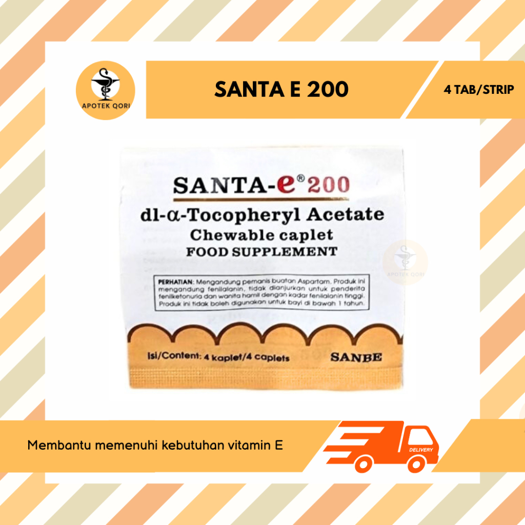 SANTA E 200 STRIP 4 KAPLET KUNYAH RASA MOCCA/VITAMIN E/PROMIL