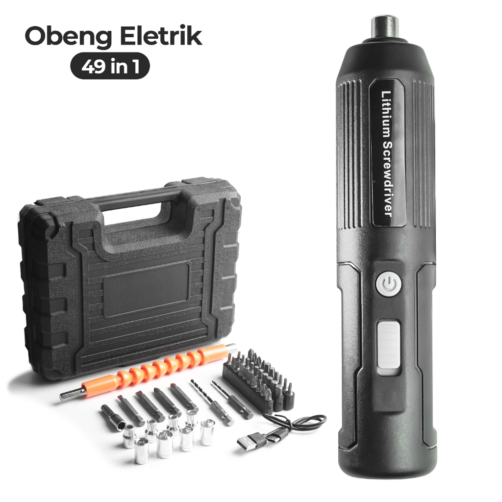 Allefix Bor Obeng Elektrik Screwdriver Set Koper 49 in 1 Lithium-Ion Cordless Screwdriver- 6762
