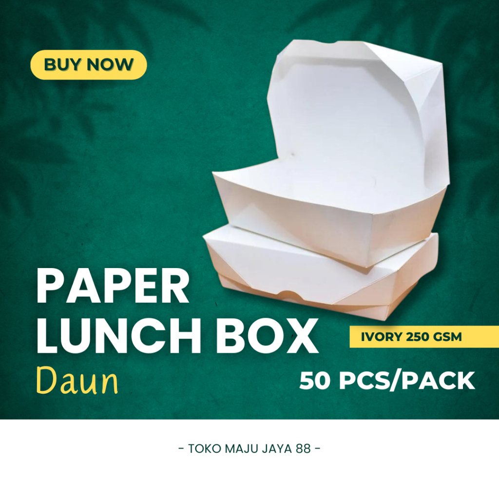 Paper Lunch Box Ivory Putih Merk Daun M & L