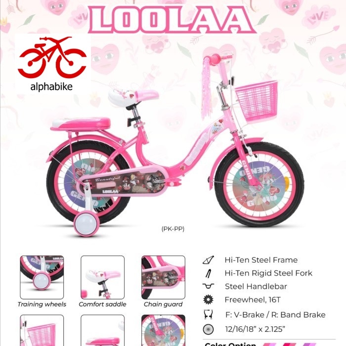 SEPEDA ANAK PEREMPUAN GENIO LOOLAA 12 - 16 - 18 INCH SEPEDA MINI