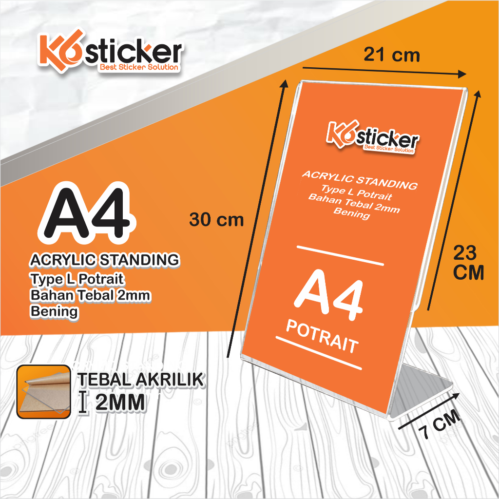 

TEMPAT BROSUR A4 2MM PORTRAIT 2 SISI / TENT HOLDER / TENT CARD STAND AKRILIK