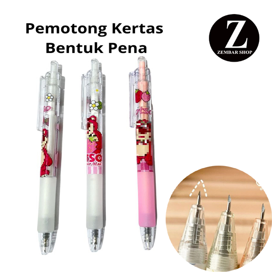 

Pemotong Kertas Bentuk Pena Karakter Kartun Bear Strawberry Lucu Cutter Pen Knife Cut Stickers Scrapbooking Alat Pemotong Stiker