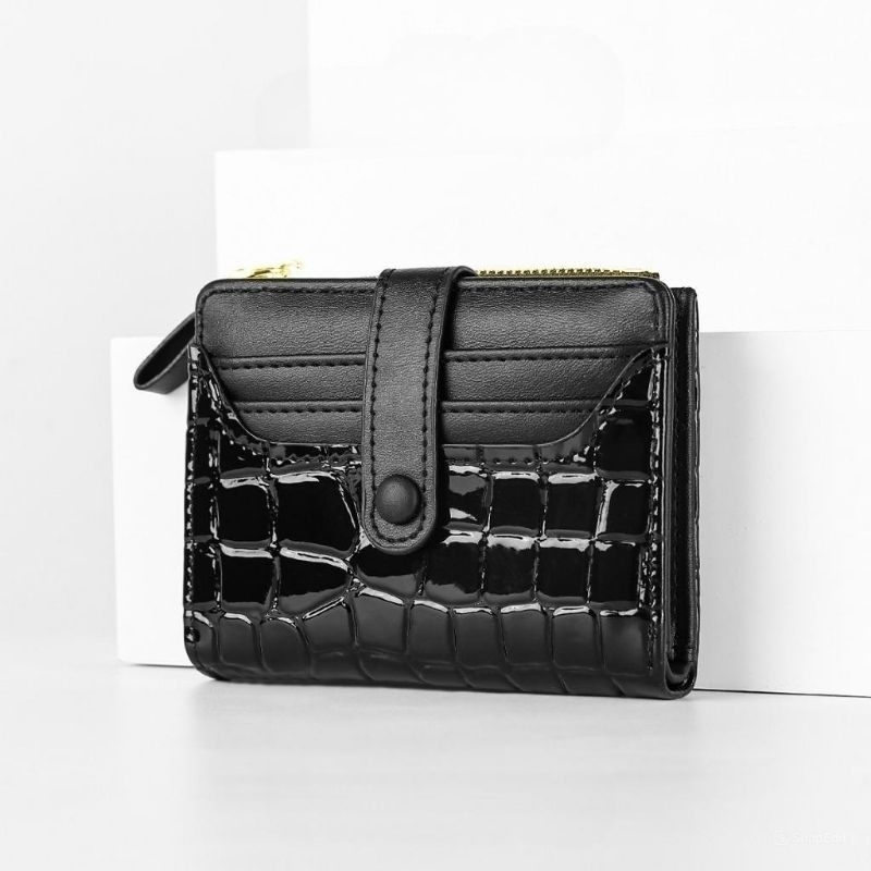 lipat Wanita silvania Dompet lipat Wanita silvania Croco leather glossy slot kartu dan slot koin sil