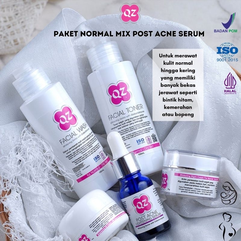 QZ PAKET NORMAL TO DRY SKIN MIX POST ACNE SERUM | Skincare Kulit Normal Hingga Kering Dengan Bekas J