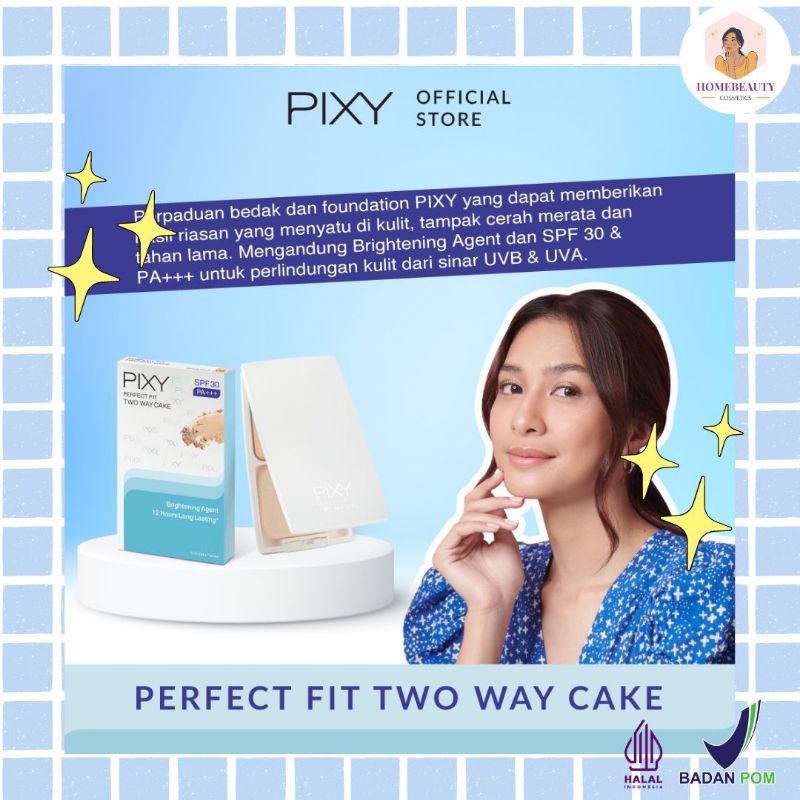PIXY Perfect FIT TWC Refil 12.2g/ Bedak padat Two Way Cake UV Whitening /bedak padat biru pixy
