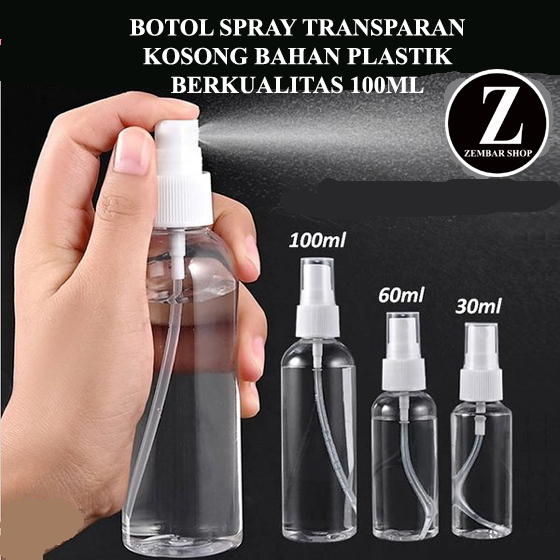 Botol Spray Transparan Kosong Serbaguna Refill Parfum & Cairan -- Botol Spray Kosong Plastik Transpa