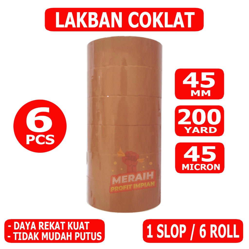 

1 Slop/6 PCS - Lakban Coklat MPI 45 mm x 200 yard - MPI
