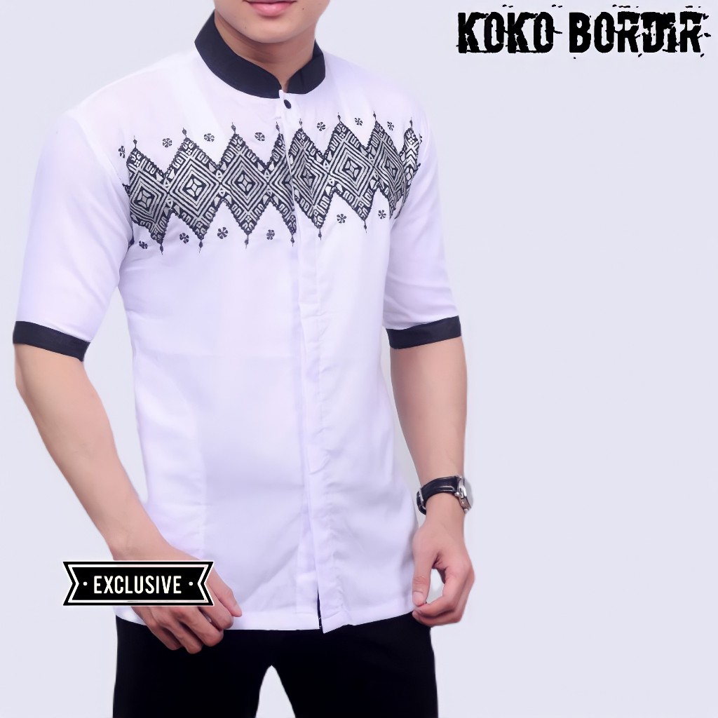 TERMURAH BAJU KOKO LENGAN PENDEK PRIA DEWASA TERBARU KOKO BATIK KOKO BORDIR MURAH KOKO PUTIH PENDEK