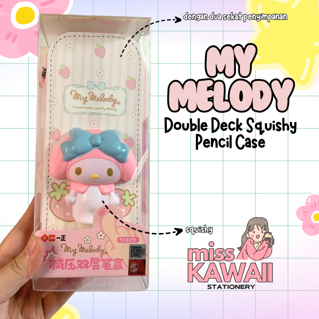 

Melody Double Layer Squishy Pencil Case/ Tempat Pensil Besar Sanrio IIGEN YZ8281