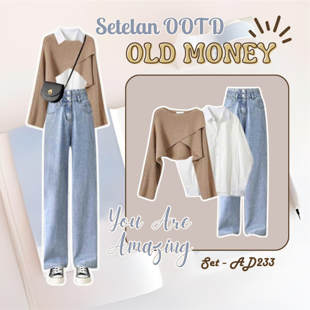 Setelan ootd 3 In 1 One Set Wanita Remaja Kekinian Korean Style Terbaru Outfit Simple Kece Elegan Bu