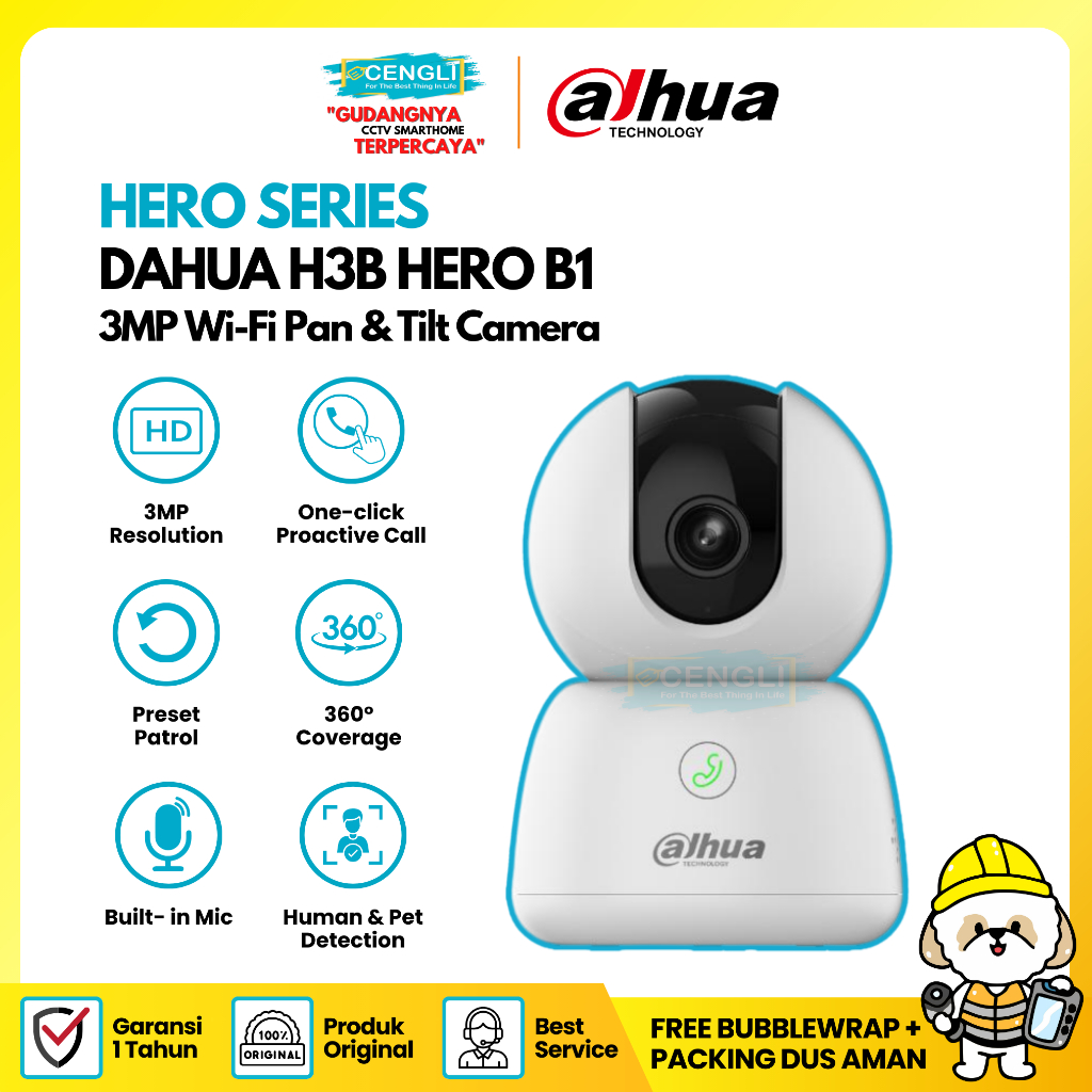 IPCam Dahua Hero B1 3MP DH-H3B Smart Indoor Pan & Tilt Wifi Camera