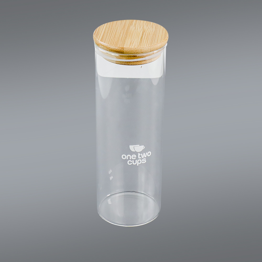 One Two Cups Toples Kaca Penyimpanan Makanan Coffee Storage Glass Jar - GH1270