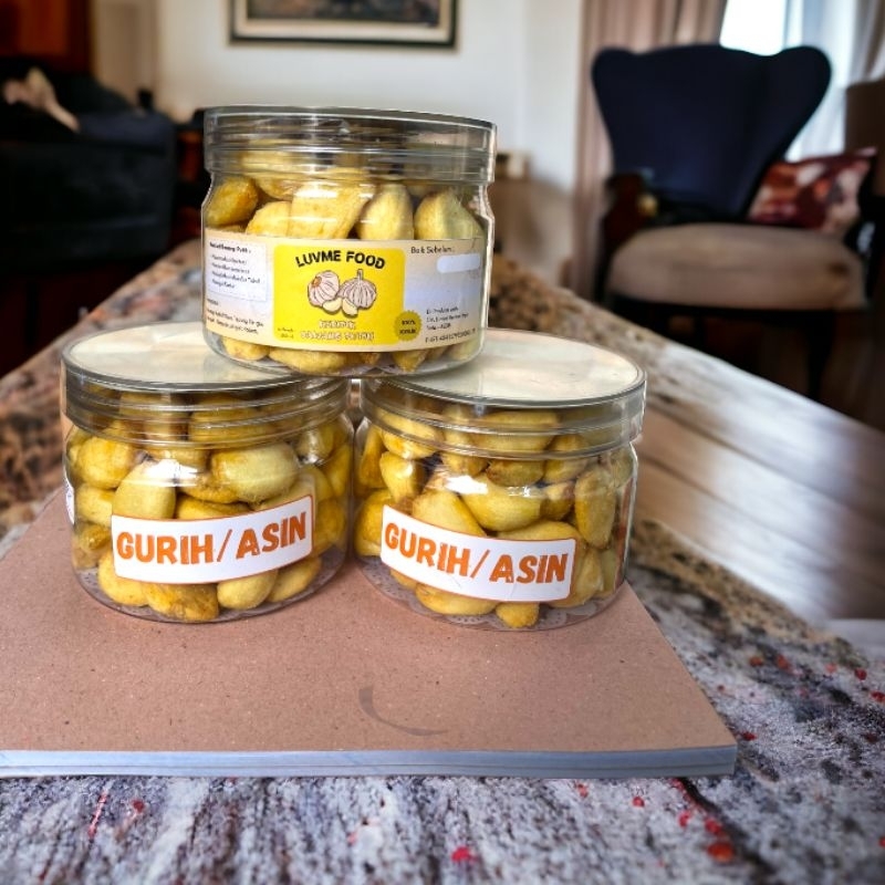 

Luvme food - Keripik Bawang putih Gurih Asin 350ml | Garlic chips | keripik sehat | Herbal | GuriH