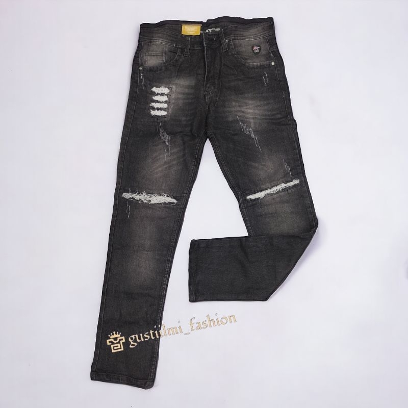 Celana panjang jeans pria motif sobek robek lapis tidak tembus