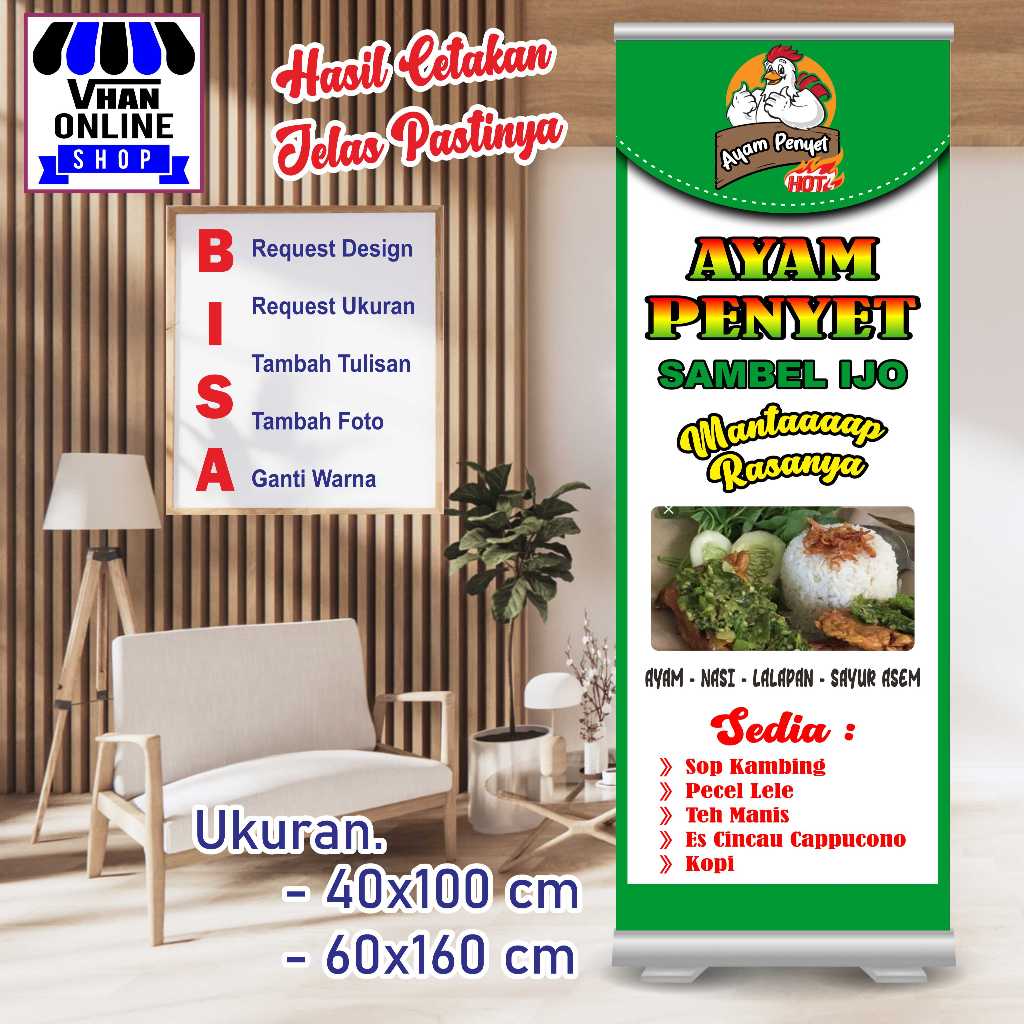 Banner Spanduk Backdroop Ayam Penyet Sambal Ijo Design Keren