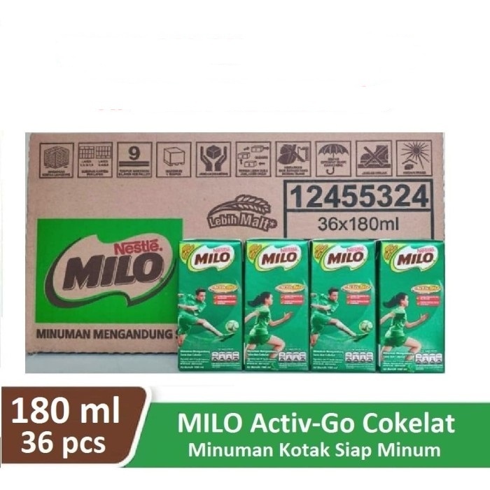 

Milo Uht 180ml Susu Kotak Coklat 1 Dus / Karton isi 36 Pcs Activ - Go Cokelat