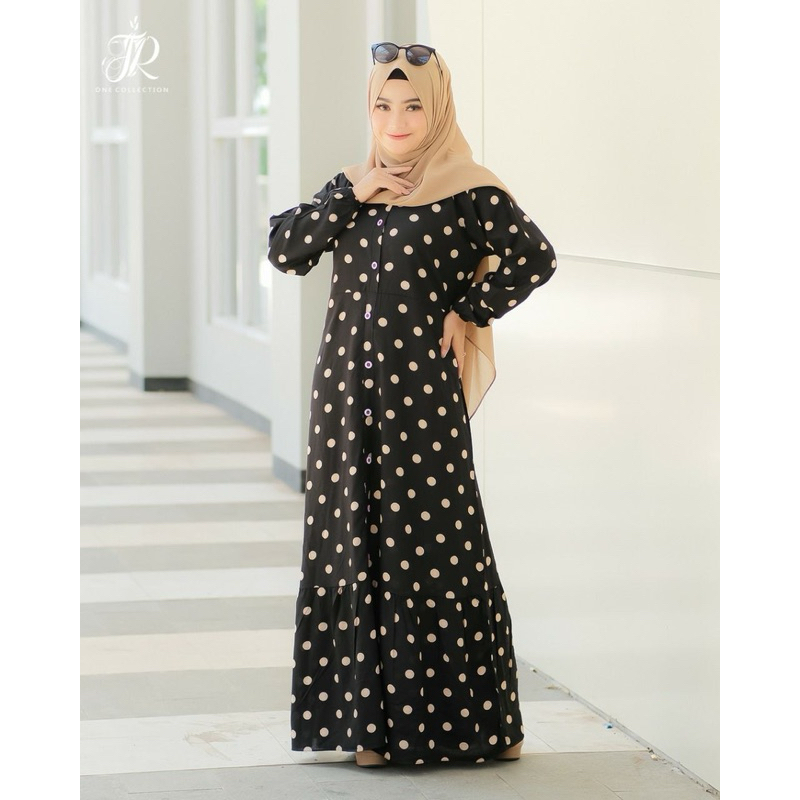 JR ONE | GAMIS DRESS RAYON POLKADOT BUSUI MUSLIMAH DEWASA