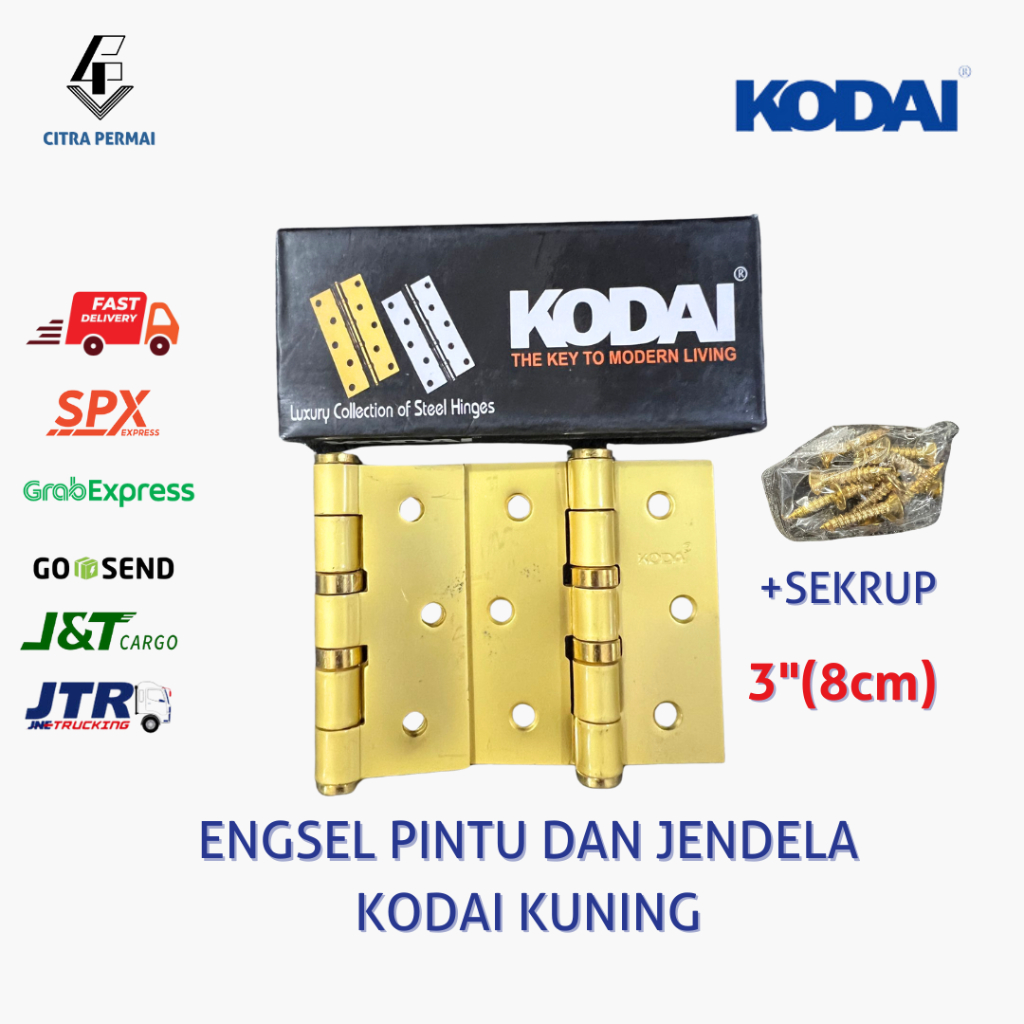 ENGSEL PINTU JENDELA KODAI KUNING 3" INCH / ENGSEL PINTU KODAI /  ENGSEL JENDELA KODAI / ENGSEL BERK