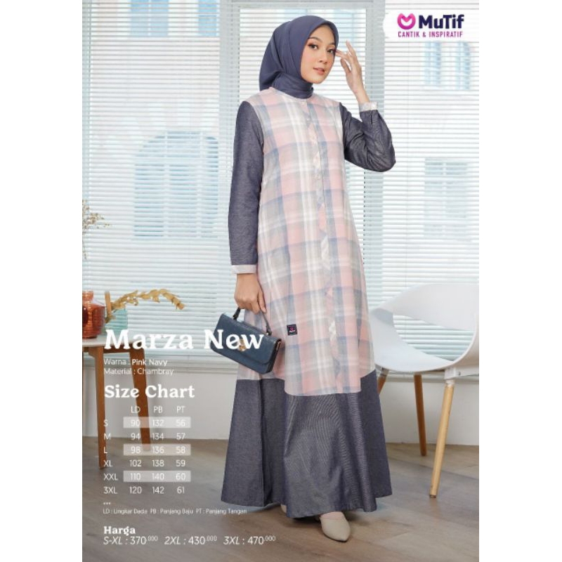 Mutif Marza New - Gamis kombinasi kotak-kotak | gamis trendy | gamis dewasa | gamis busuifriendly | 