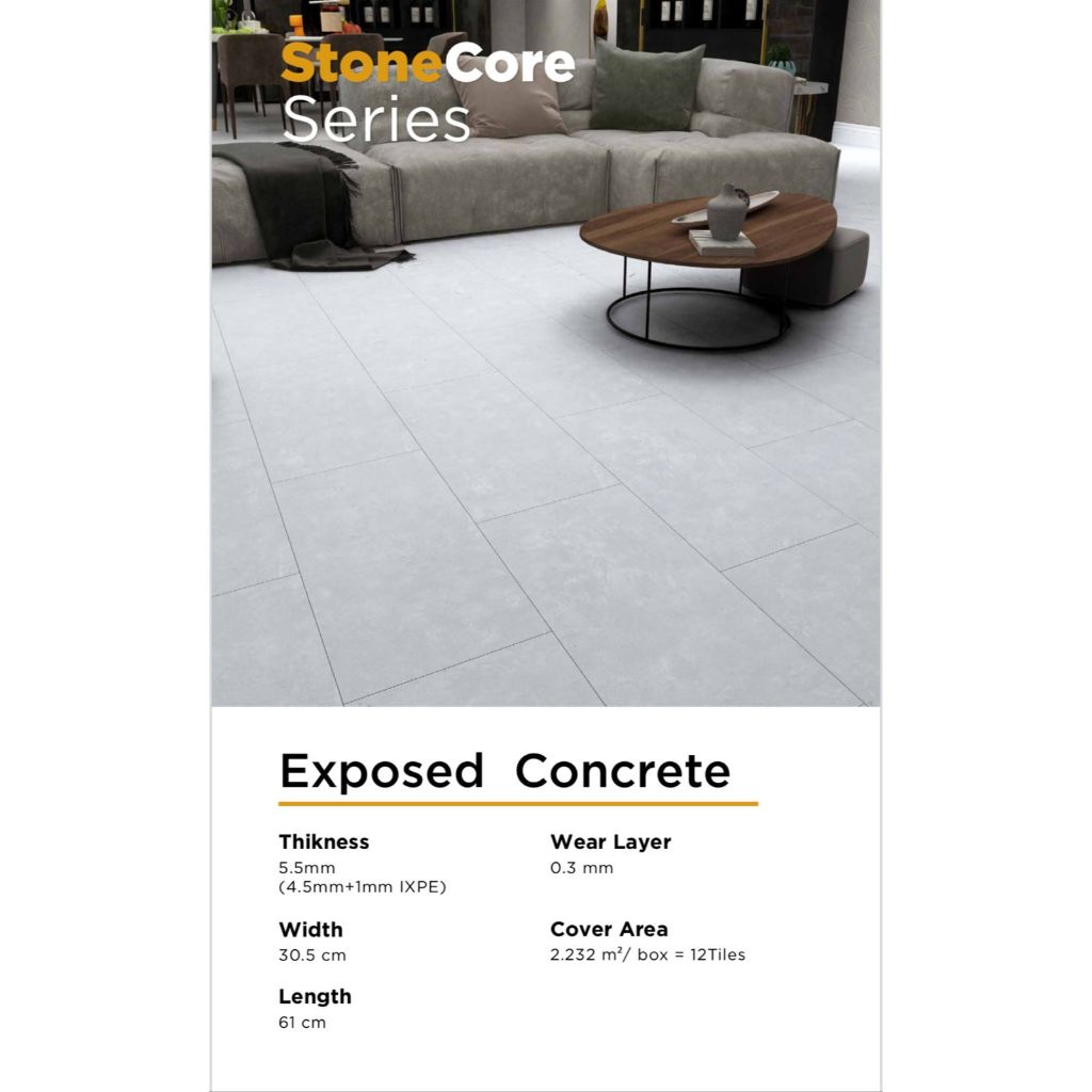 MARVEL SPC STONE CORE FLOORING CORAK SEMEN MODERN STYLE +UNDERLAYER