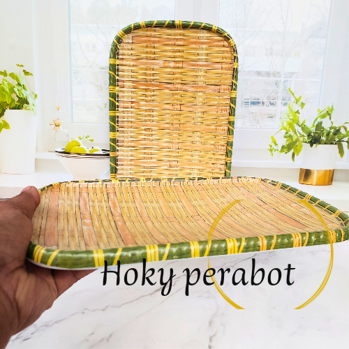 Piring saji melamin keramik rotan tebal piring rotan saji terlaris