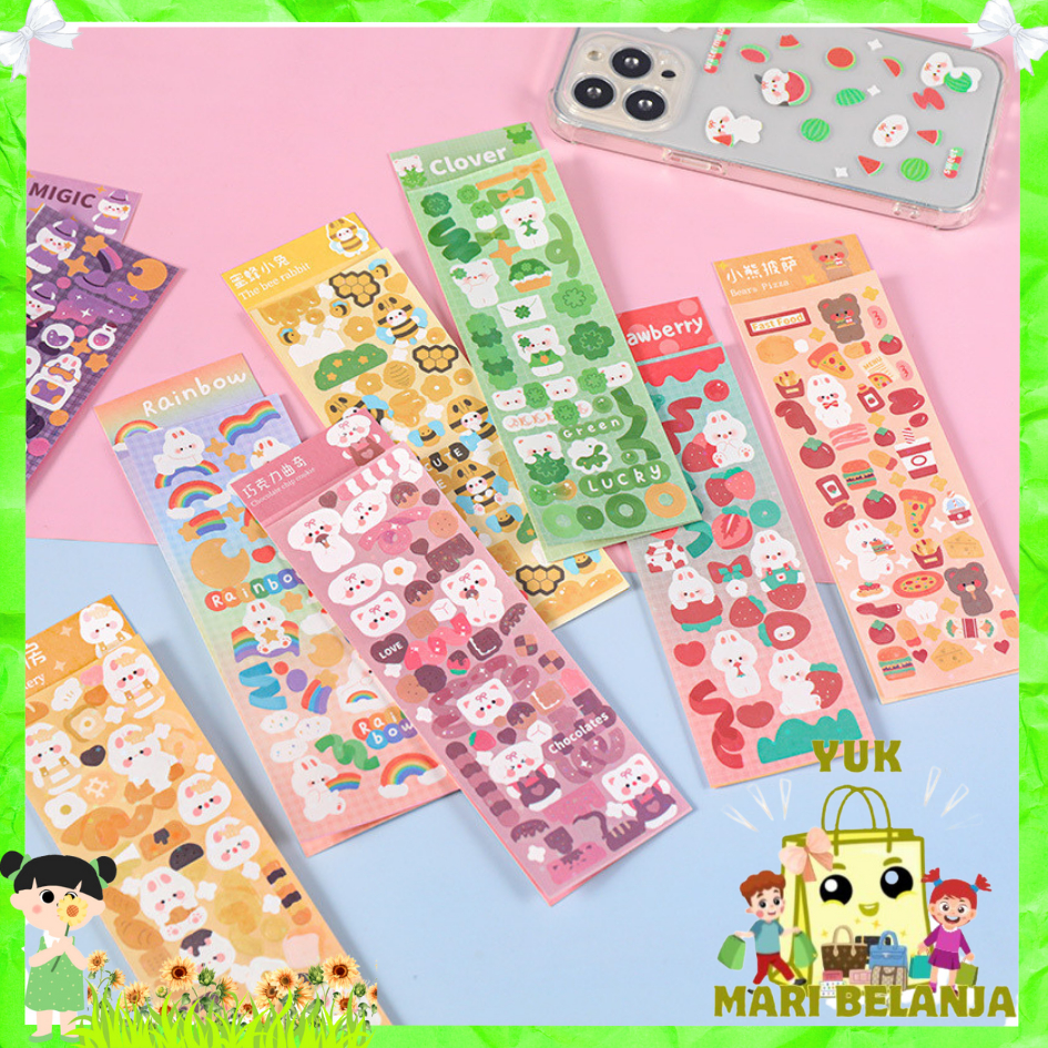 

YMB STICKER WATERPROOF KARTUN BEAR RABBIT HOLOGRAM STIKER MOTIF KARTUN BERUANG DAN KELINCI KOREA LUCU ANTI AIR DEKORASI HANDBOOK SCRAPBOOK DIY STICKER BOTOL MINUM TUMBLR VIRAL LUCU MURAH CANTIK