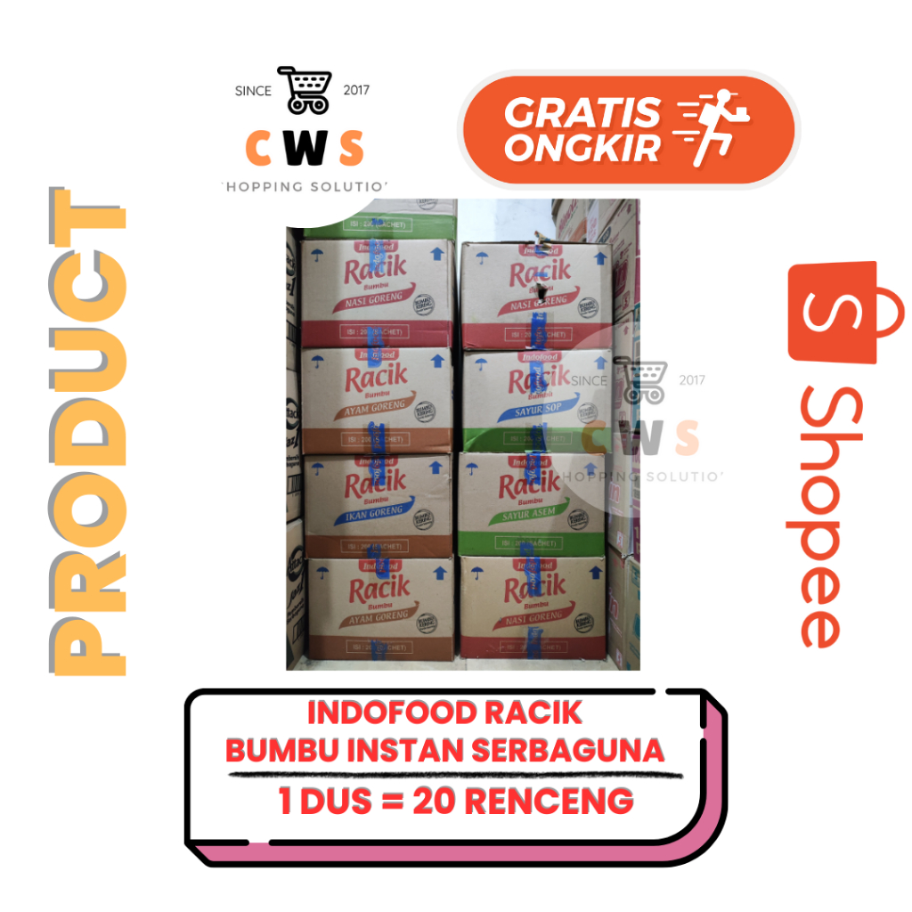 

RACIK Indofood Bumbu Instan Serbaguna Tempe Ayam Nasi Sop Lodeh Asem Sachet - 1 Dus / 20 Renceng