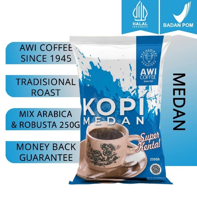 

KOPI MEDAN 250gr Bubuk /Sidikalang Tradisional /Arabica Robusta Blend /Awi Coffee