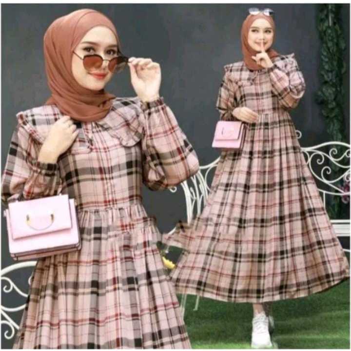 DRESS MIDI KATUN KOTAK KATUN PREMIUM MIDI DRESS WANITA DEWASA