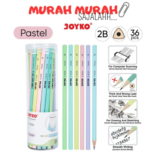 

Pencil Pensil Joyko P-8130 2B 1 Drum 36 Pcs Pastel