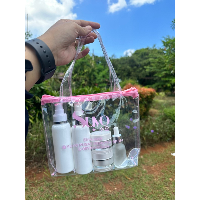 (minimal order 100) tas mika tas bening tas skincare pouch skincare souvenir pouch