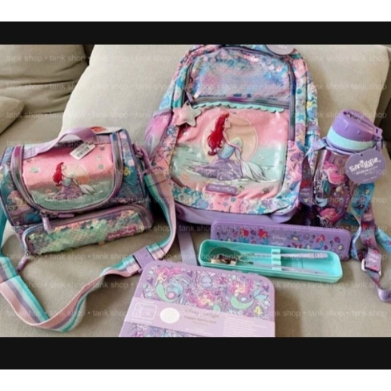 tas smiggle ariel mermaid lunch bag ariel mermaid kotak makan lunch box ariel mermaid