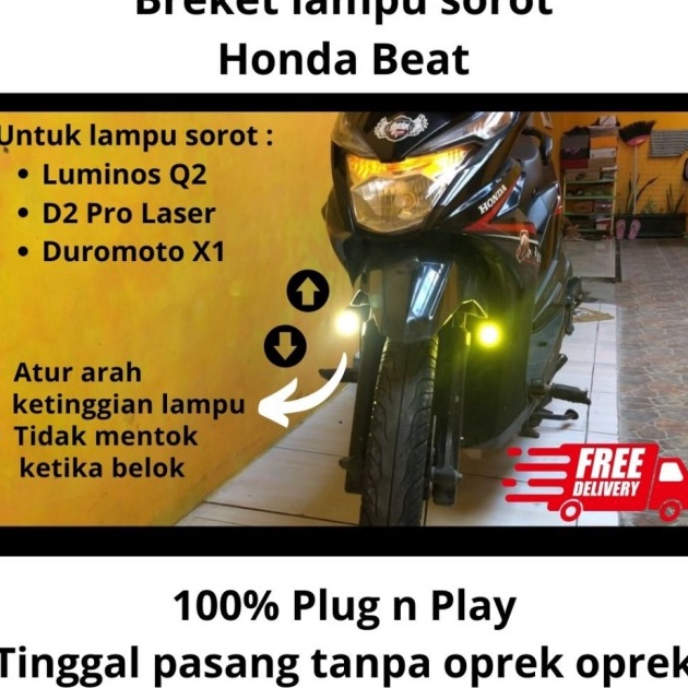Terbaru Breket Lampu Tembak Luminos Q2 D2 Pro dan Duromoto X1 Honda Beat  Beat Street