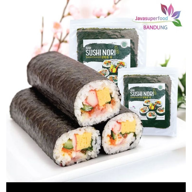 

RB Java Sushi Nori isi 20 & 50 Lembar HALAL Seaweed Rumput Laut Sushi Untuk Kimbab/ Gimbab