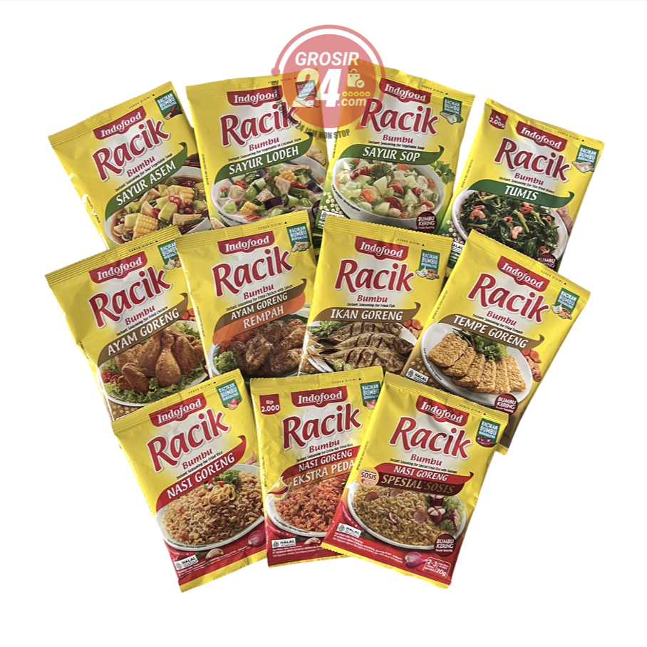 

GROSIR24 - Indofood Racik Bumbu Instan, Bumbu Instant Kering Aneka Masakan, Ayam Goreng Rempah, Ikan Goreng, Nasi Goreng, Sayur Asem, Sayur Lodeh, Sayur Sop, Tempe Goreng, Tumis, dll, Grosir Ecer Harga Termurah, Terlaris, 100% Original, 100% Halal & BPOM