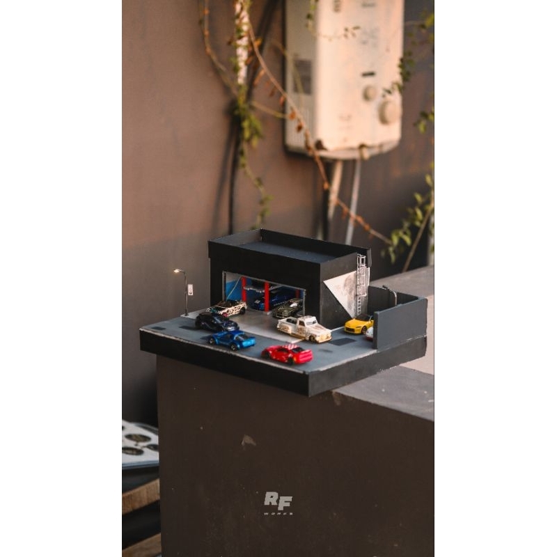 Diorama garasi hotwheels minigt skala 1/64