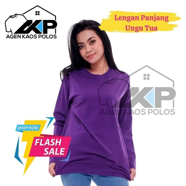 Kaos Polos Lengan Panjang Cotton Combed 24s  UNGU TUA  UNGU TUA S